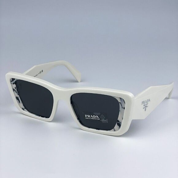 NEW Prada PR08YS 02V5S0 White Havana Black Gray Cat Eye Unisex Sunglasses - Picture 8 of 12